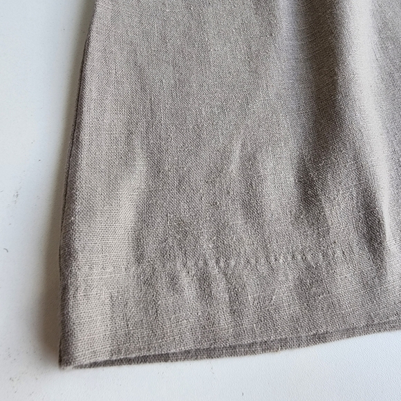 Ann Taylor Loft Linen Tan Gray Elastic Side-Pocket Comfy Straight Short Skirt S - Picture 2 of 9